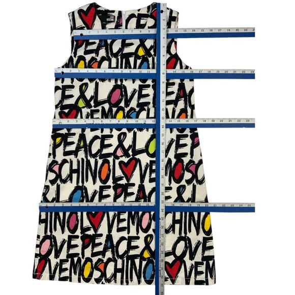 Love Moschino Peace & Love Logo All Over Print Dress 2 Shift Mini - Picture 7 of 16